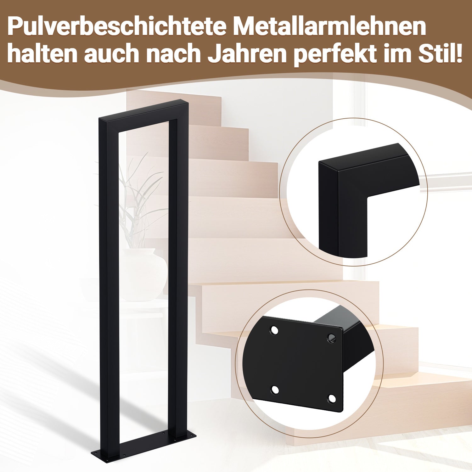 Cosmo Go Treppengeländer U-förmige Quadratisch Bodenmontage