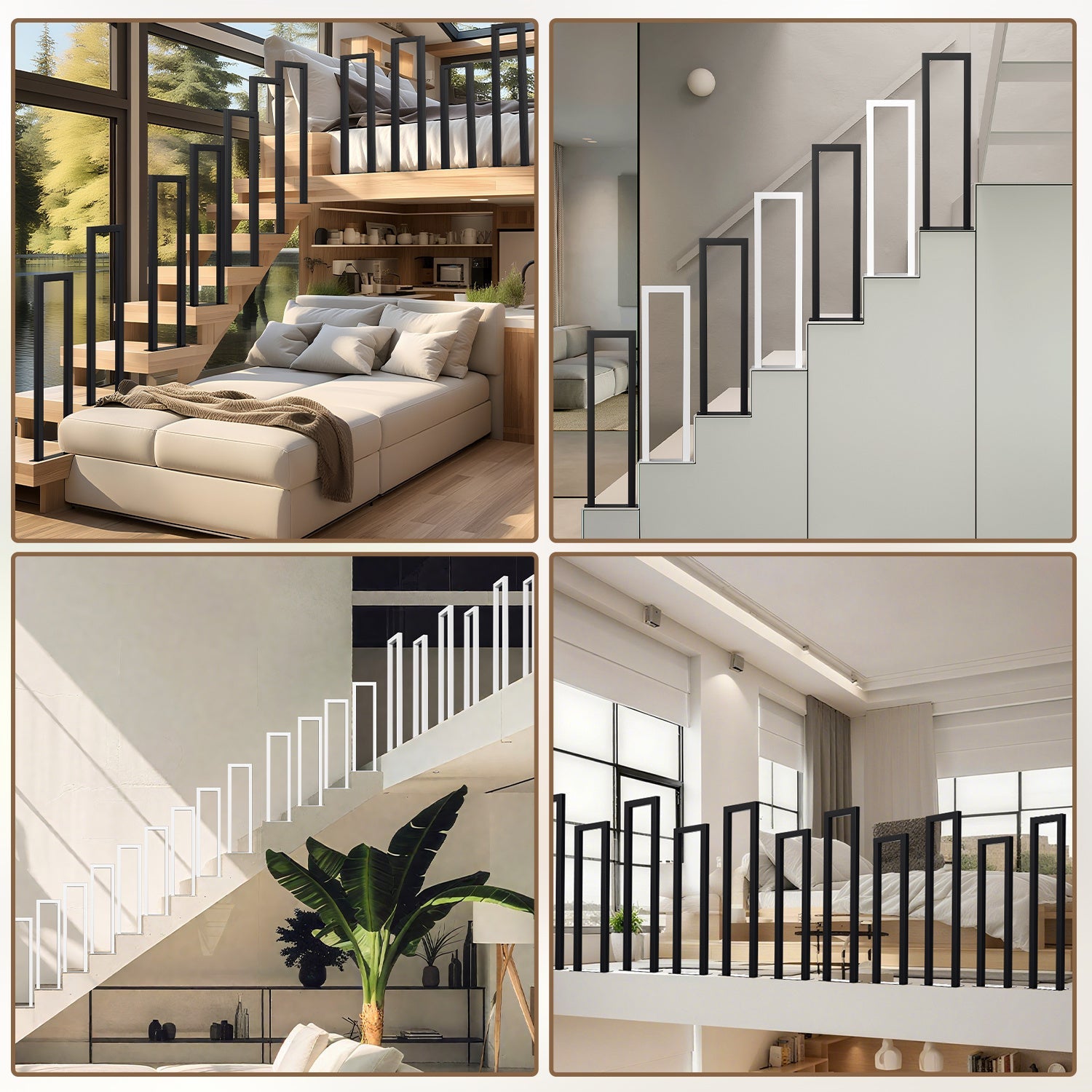 Cosmo Go Treppengeländer U-förmige Quadratisch Bodenmontage