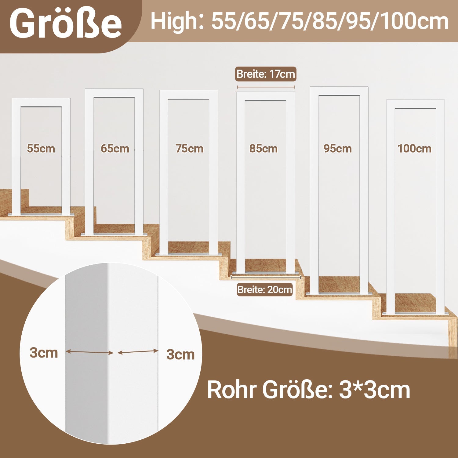 Cosmo Go Treppengeländer U-förmige Quadratisch Bodenmontage