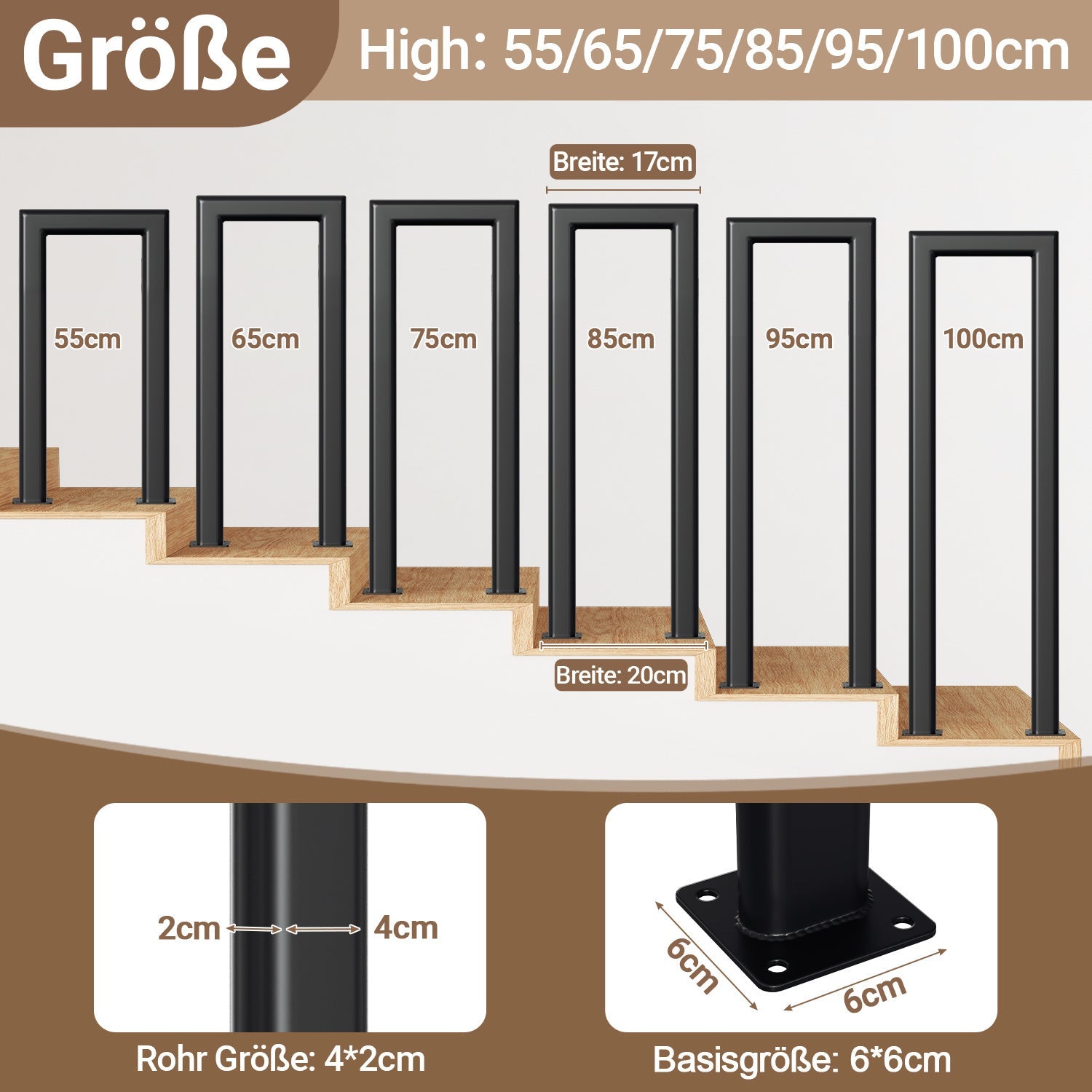 Cosmo Go Treppengeländer U-förmige Ellipsen Bodenmontage