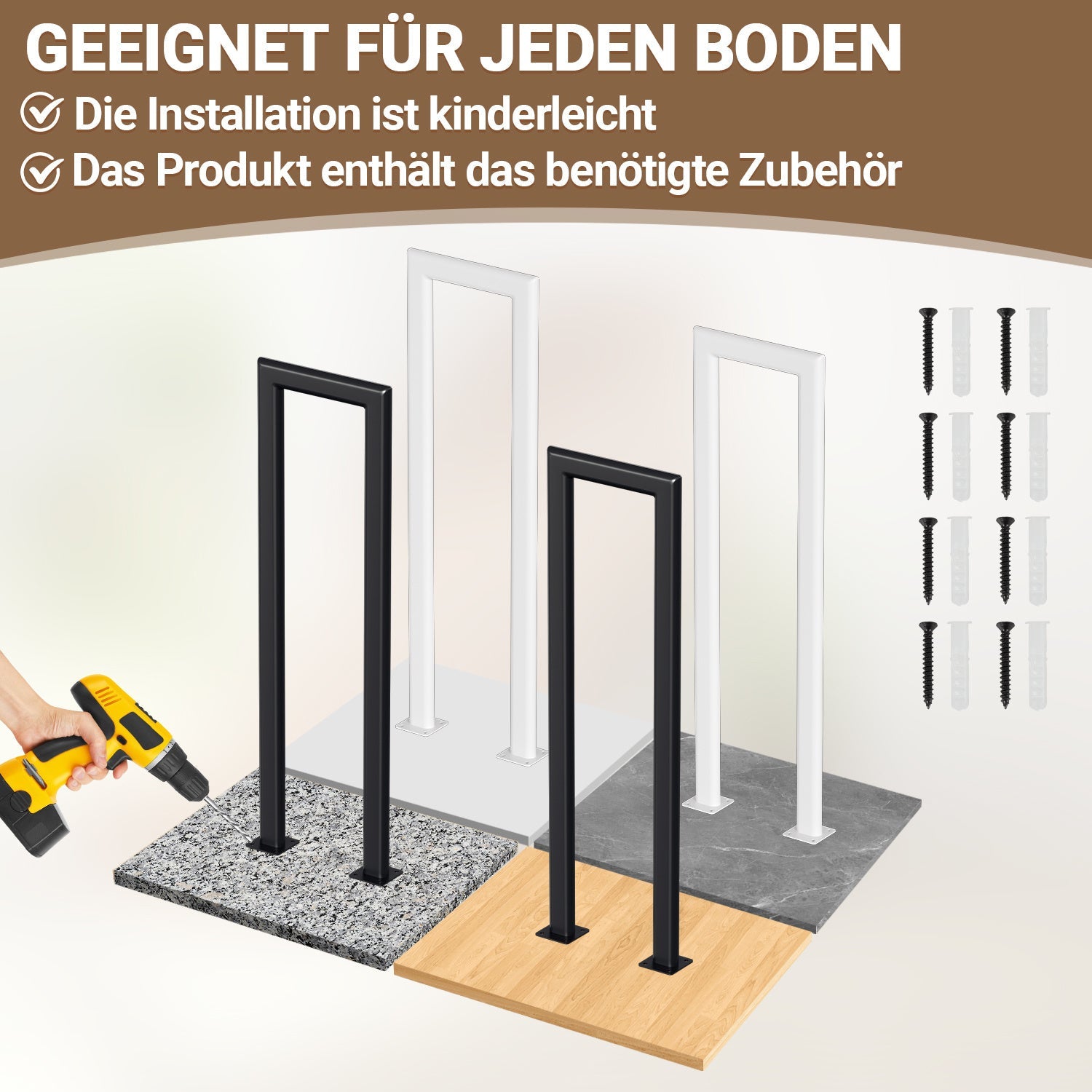 Cosmo Go Treppengeländer U-förmige Ellipsen Bodenmontage