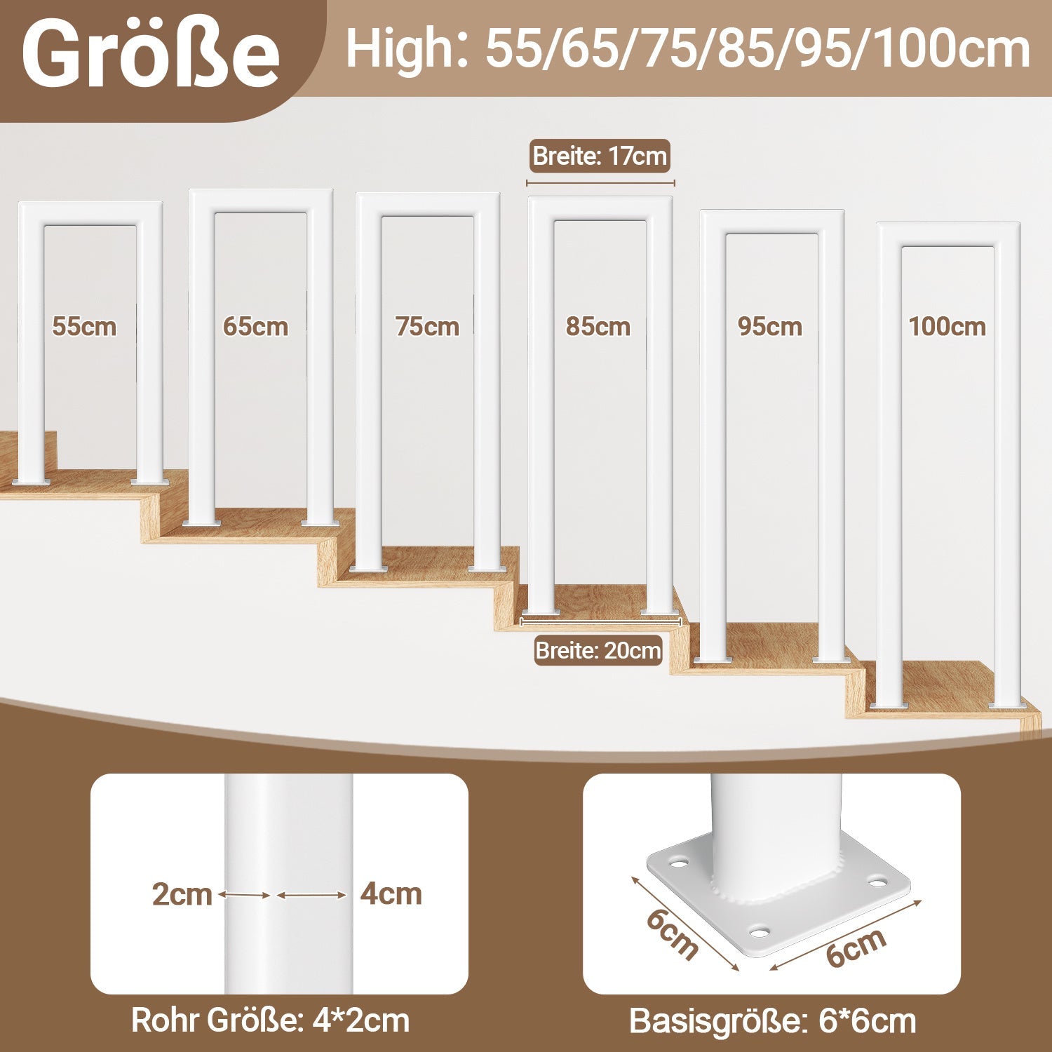 Cosmo Go Treppengeländer U-förmige Ellipsen Bodenmontage