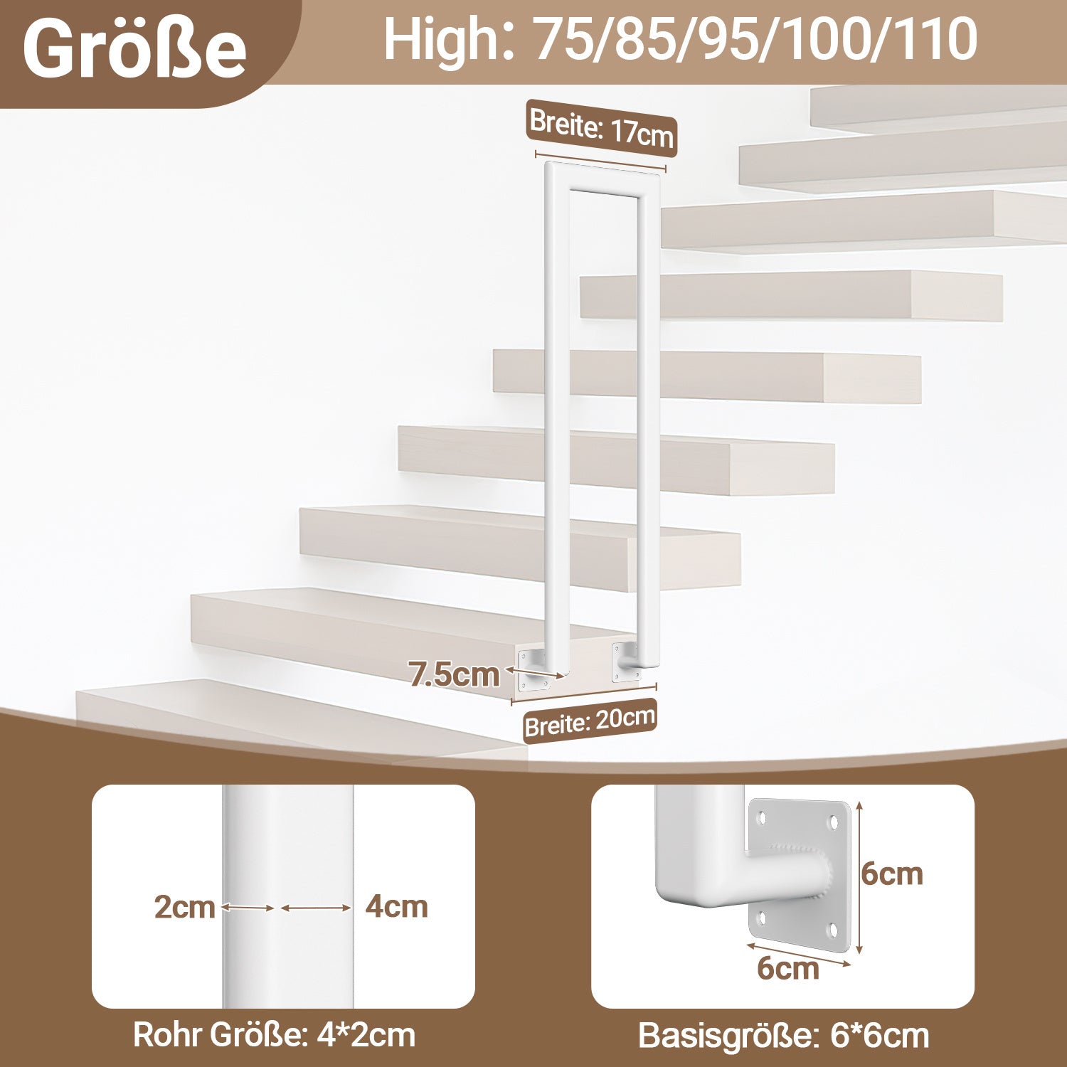 Cosmo Go Treppengeländer U-förmige Ellipsen Seitenmontage