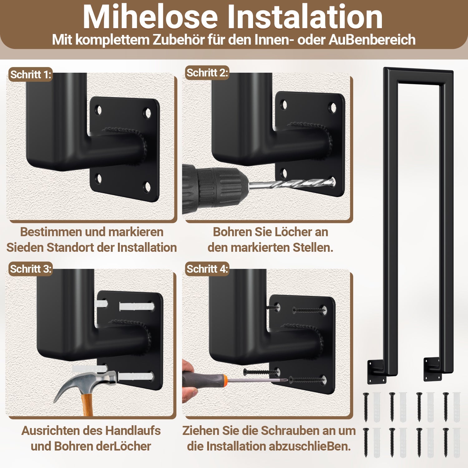 Cosmo Go Treppengeländer U-förmige Ellipsen Seitenmontage