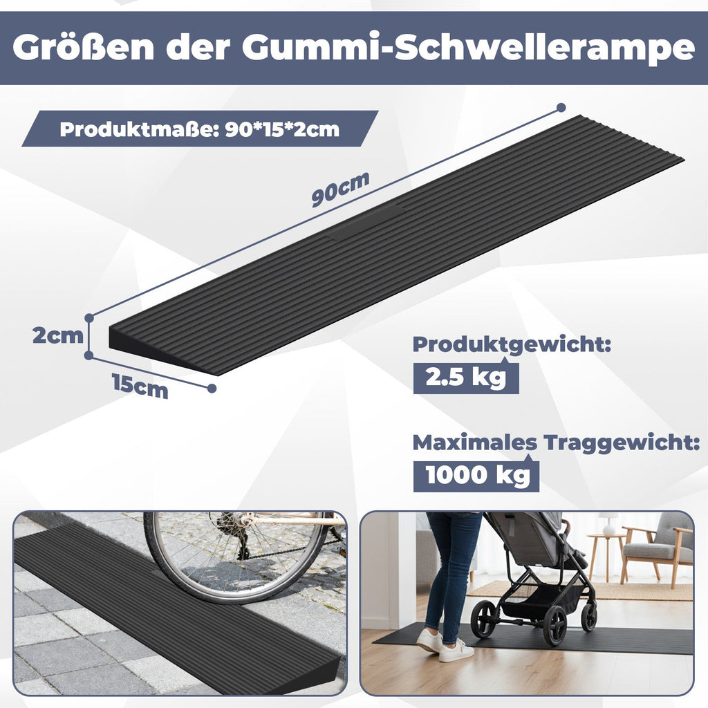 Cosmo Go Türschwellenrampe Rollstuhlrampe Gummi 1,5-4,5 cm