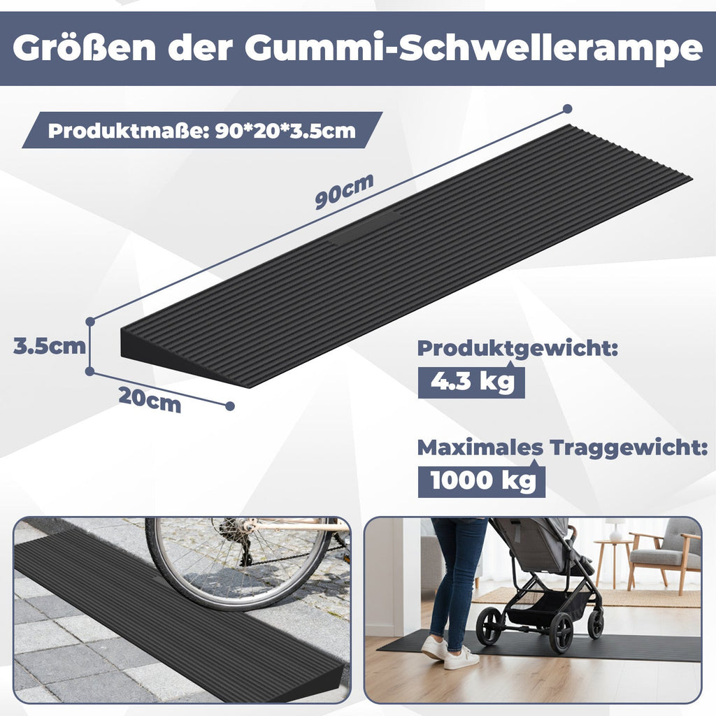 Cosmo Go Türschwellenrampe Rollstuhlrampe Gummi 1,5-4,5 cm