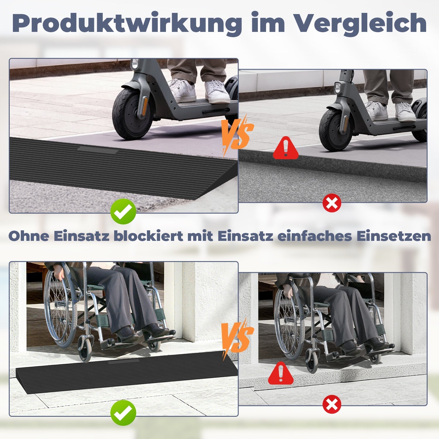 Cosmo Go Türschwellenrampe Rollstuhlrampe Gummi 1,5-4,5 cm