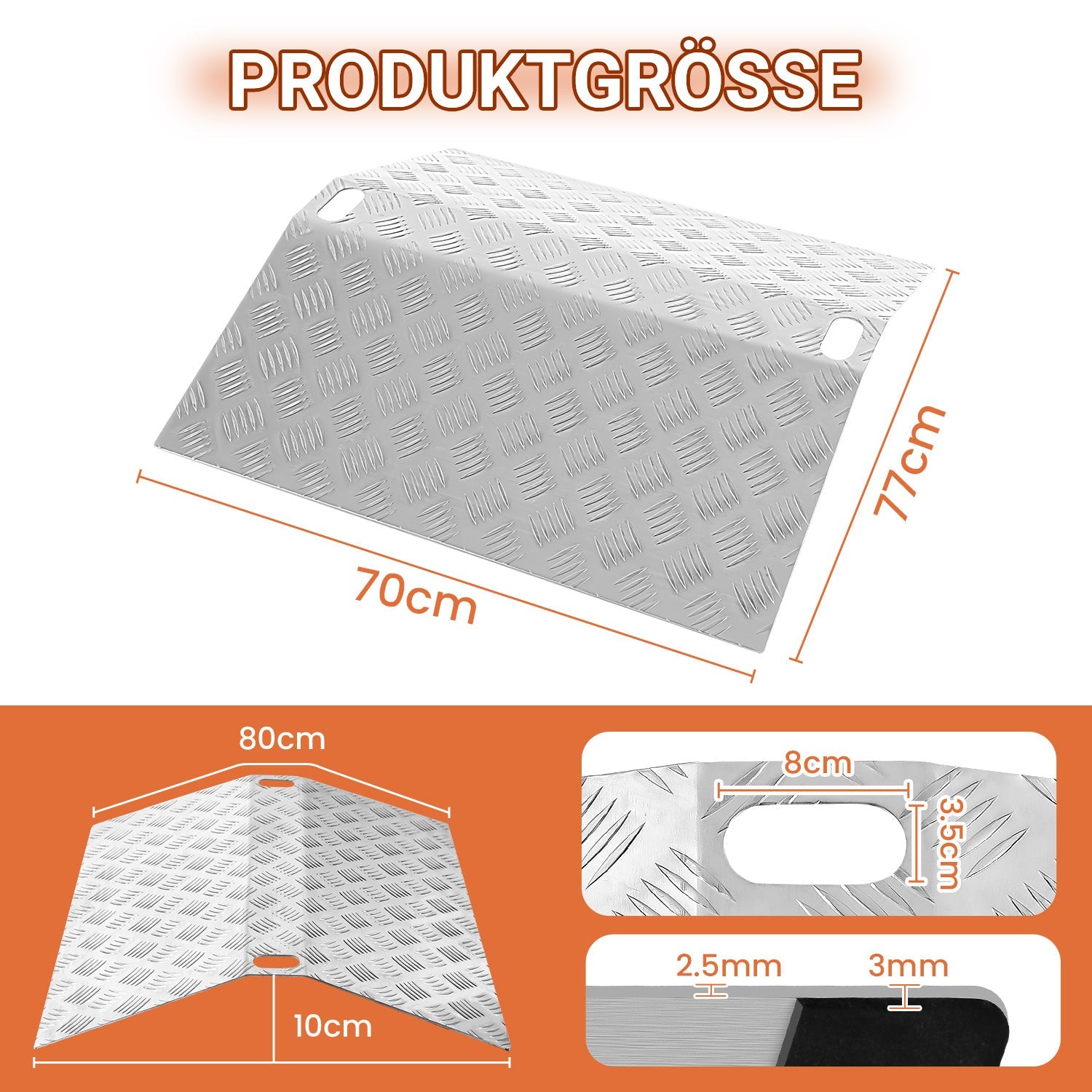 Cosmo Go Türschwellenrampe Rollstuhlrampe Aluminium Tragfähigkeit 270 kg