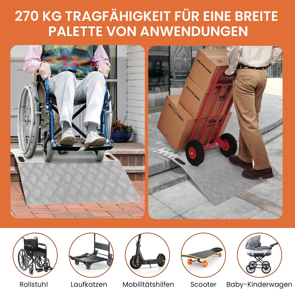 Cosmo Go Türschwellenrampe Rollstuhlrampe Aluminium Tragfähigkeit 270 kg