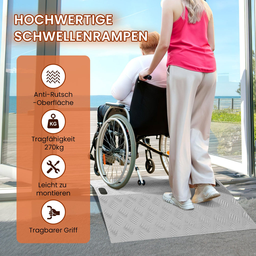Cosmo Go Türschwellenrampe Rollstuhlrampe Aluminium Tragfähigkeit 270 kg
