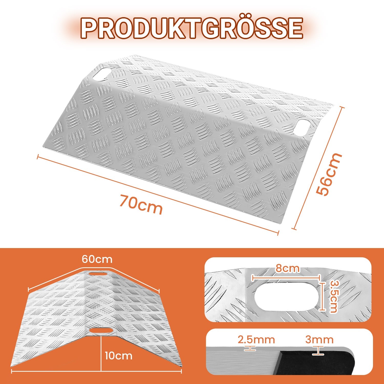 Cosmo Go Türschwellenrampe Rollstuhlrampe Aluminium Tragfähigkeit 270 kg