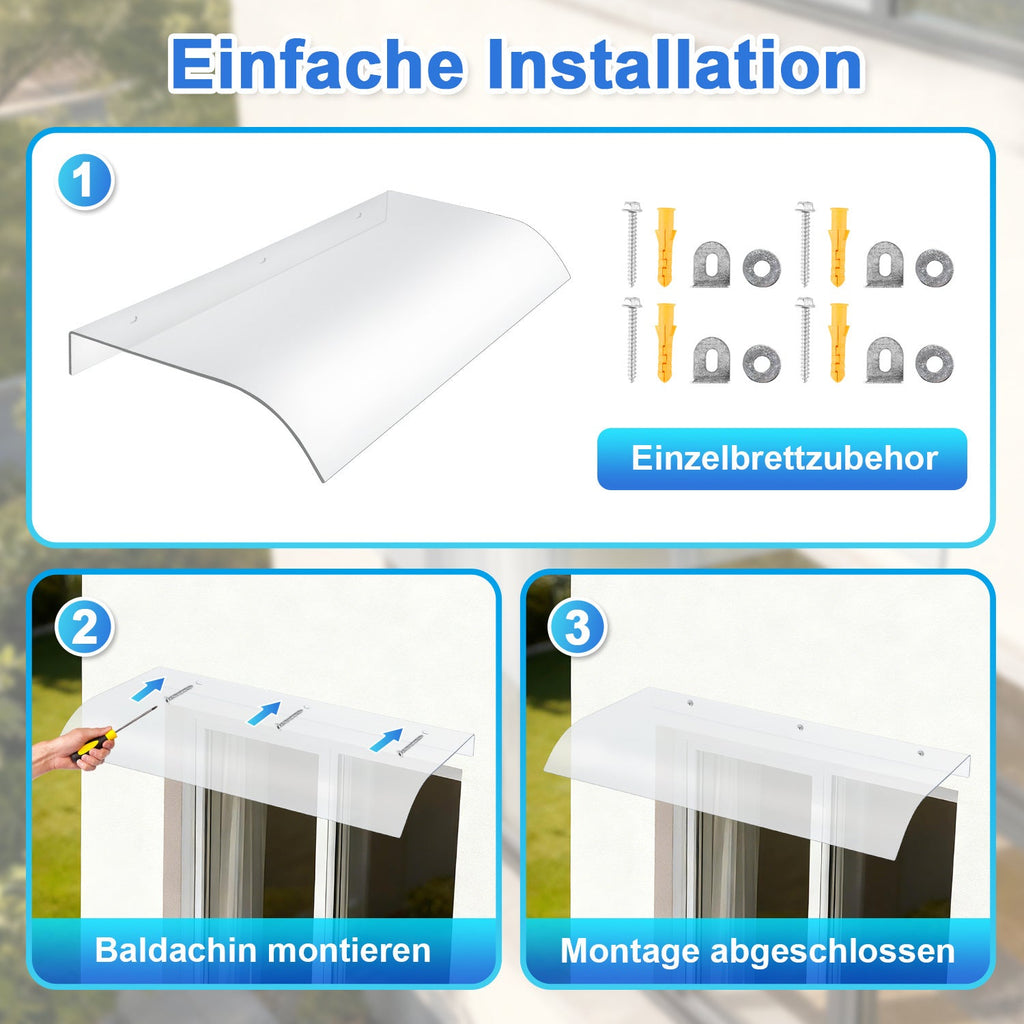 Cosmo Go Vordach für Haustür 40x80cm Unsichtbare Überdachung