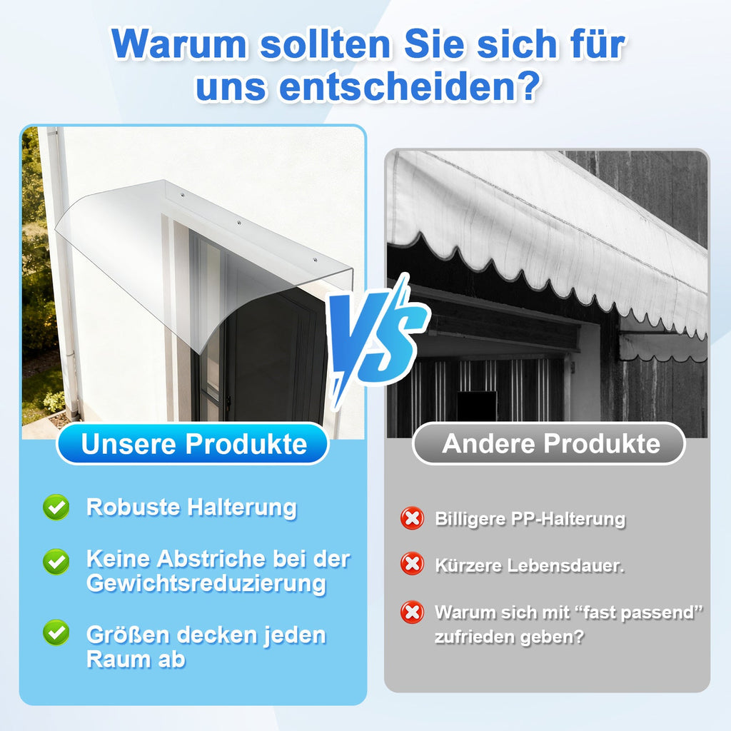 Cosmo Go Vordach für Haustür 40x80cm Unsichtbare Überdachung