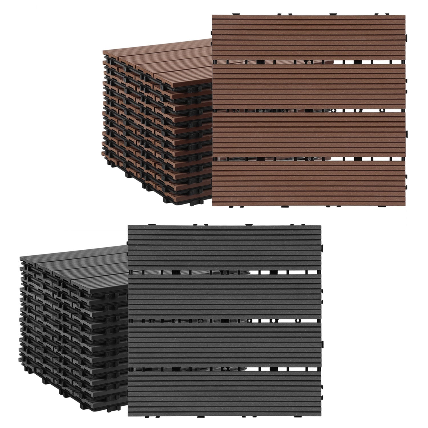 Cosmo Go WPC Terrassenfliesen 30x30 cm 11 Stück Set