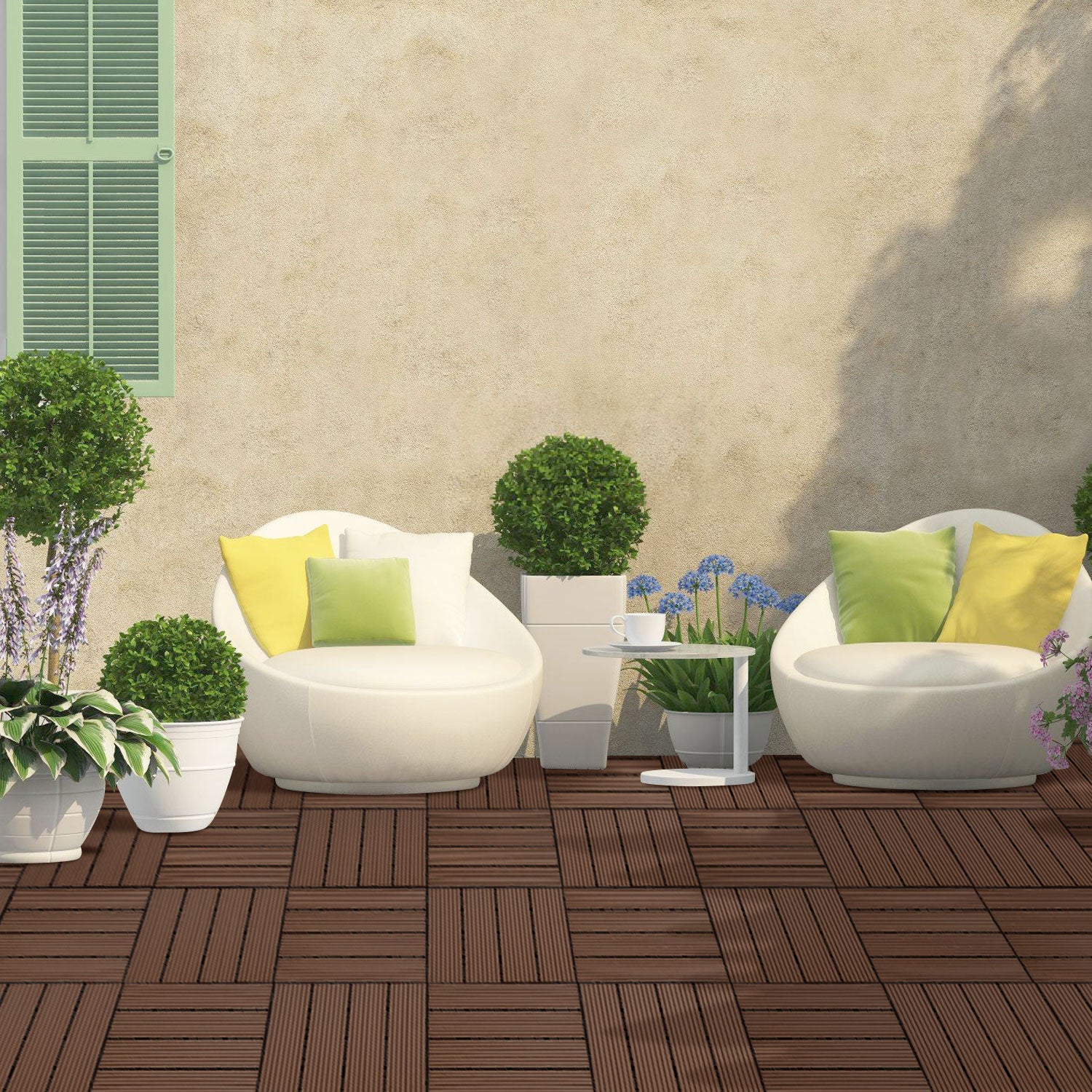 Cosmo Go WPC Terrassenfliesen 30x30 cm 11 Stück Set