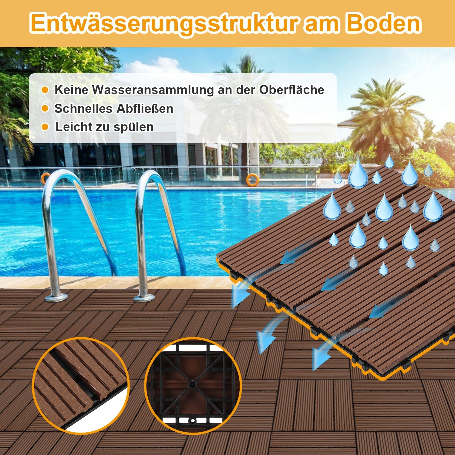 Cosmo Go WPC Terrassenfliesen 30x30 cm 11 Stück Set