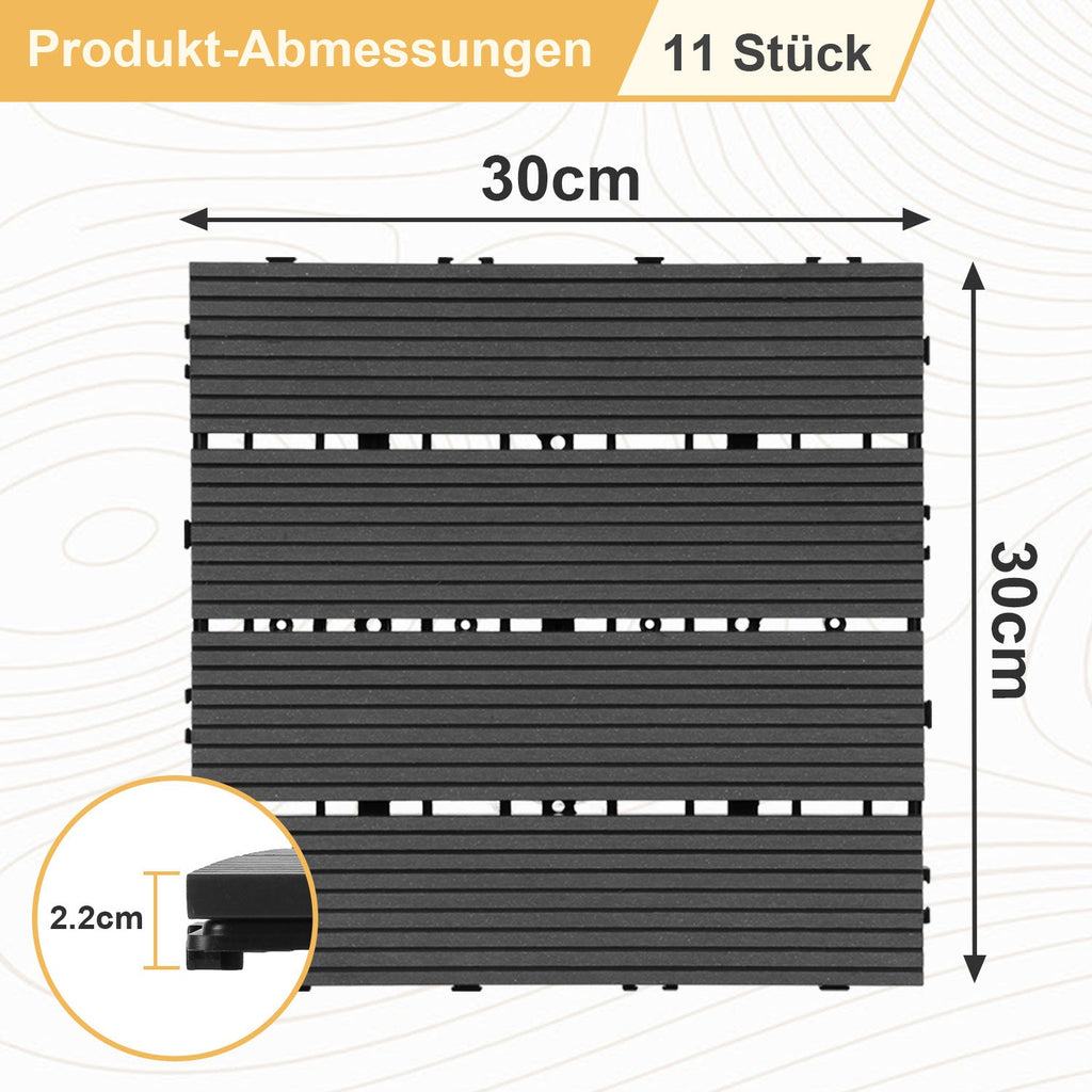 Cosmo Go WPC Terrassenfliesen 30x30 cm 11 Stück Set