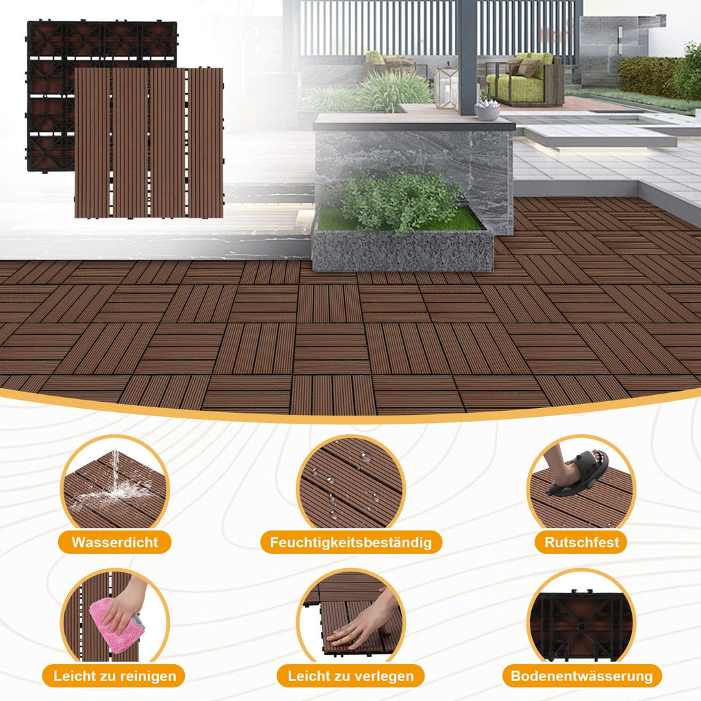 Cosmo Go WPC Terrassenfliesen 30x30 cm 11 Stück Set