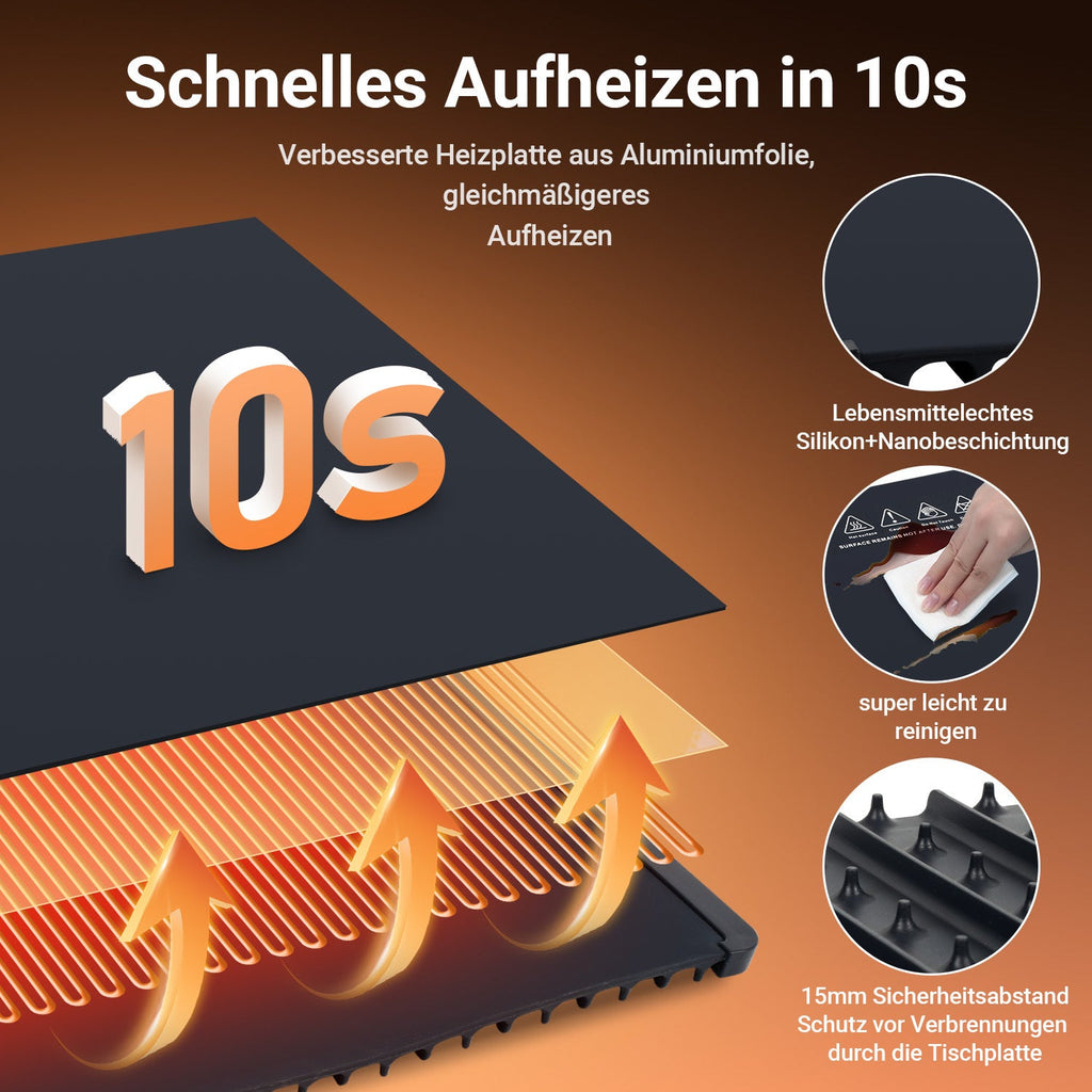 Cosmo Go Warmhalteplatte Elektrische Erwärmung Faltbare 65x38 cm