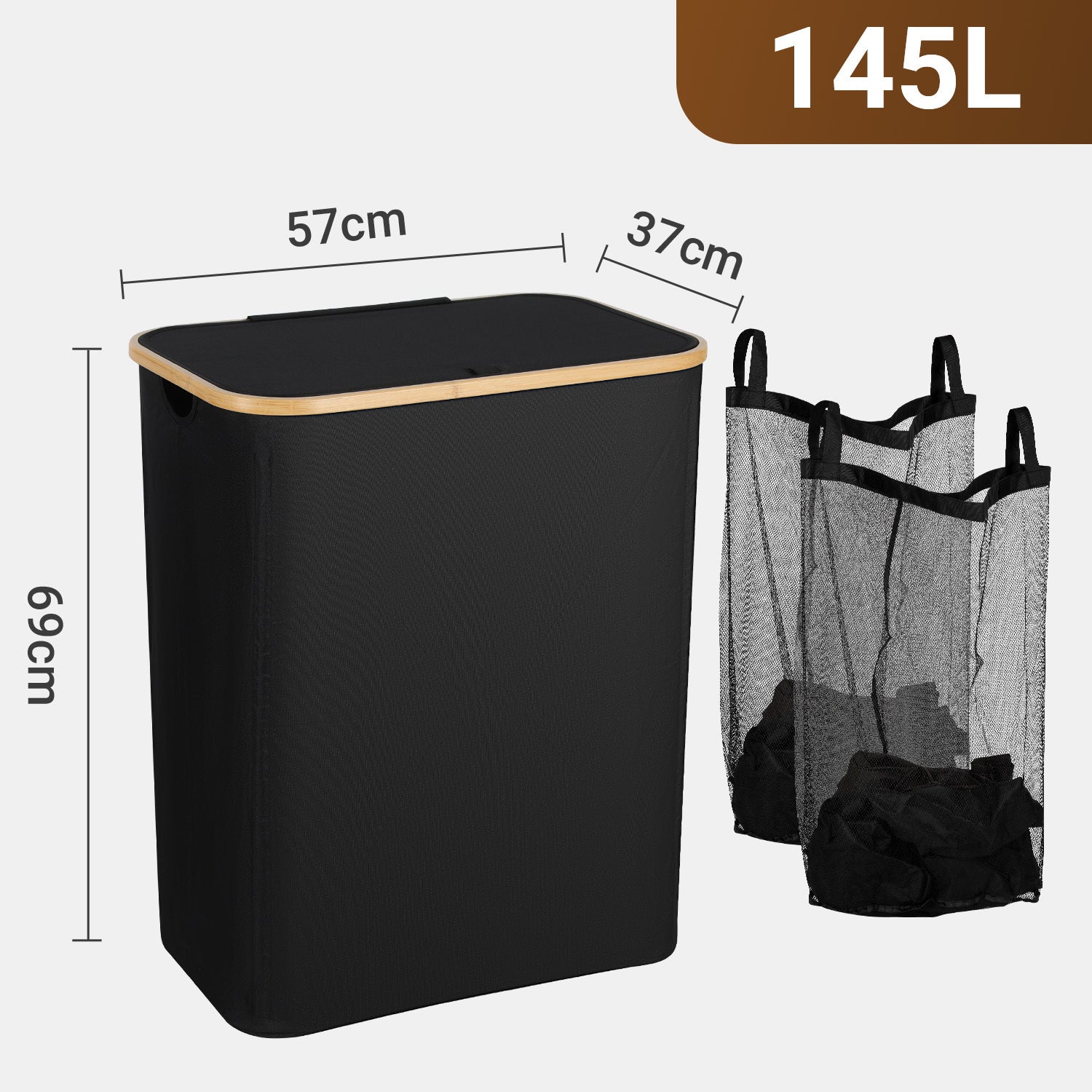 Cosmo Go Wäschekorb Waschesammler mit Deckel 100/145/160L