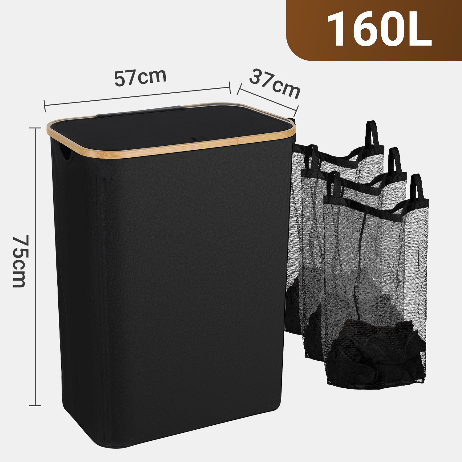 Cosmo Go Wäschekorb Waschesammler mit Deckel 100/145/160L