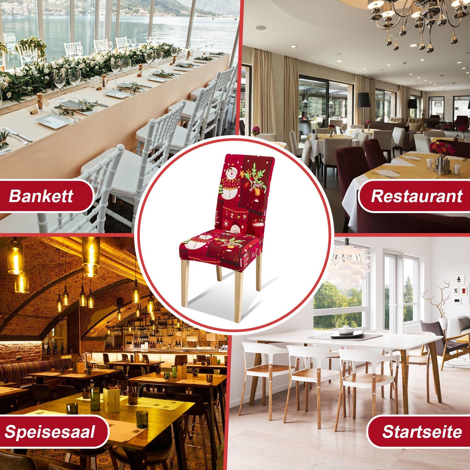 Cosmo Go Weihnachtliche Stuhlhussen Universelle 4er Set