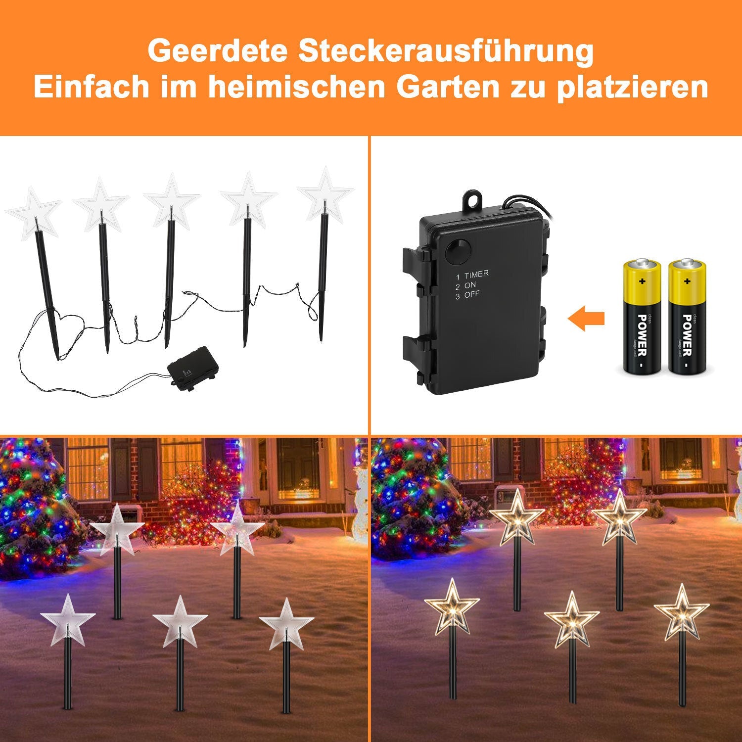 Cosmo Go 5 Pcs Sterne Weihnachtsbeleuchtung Gartenleuchte