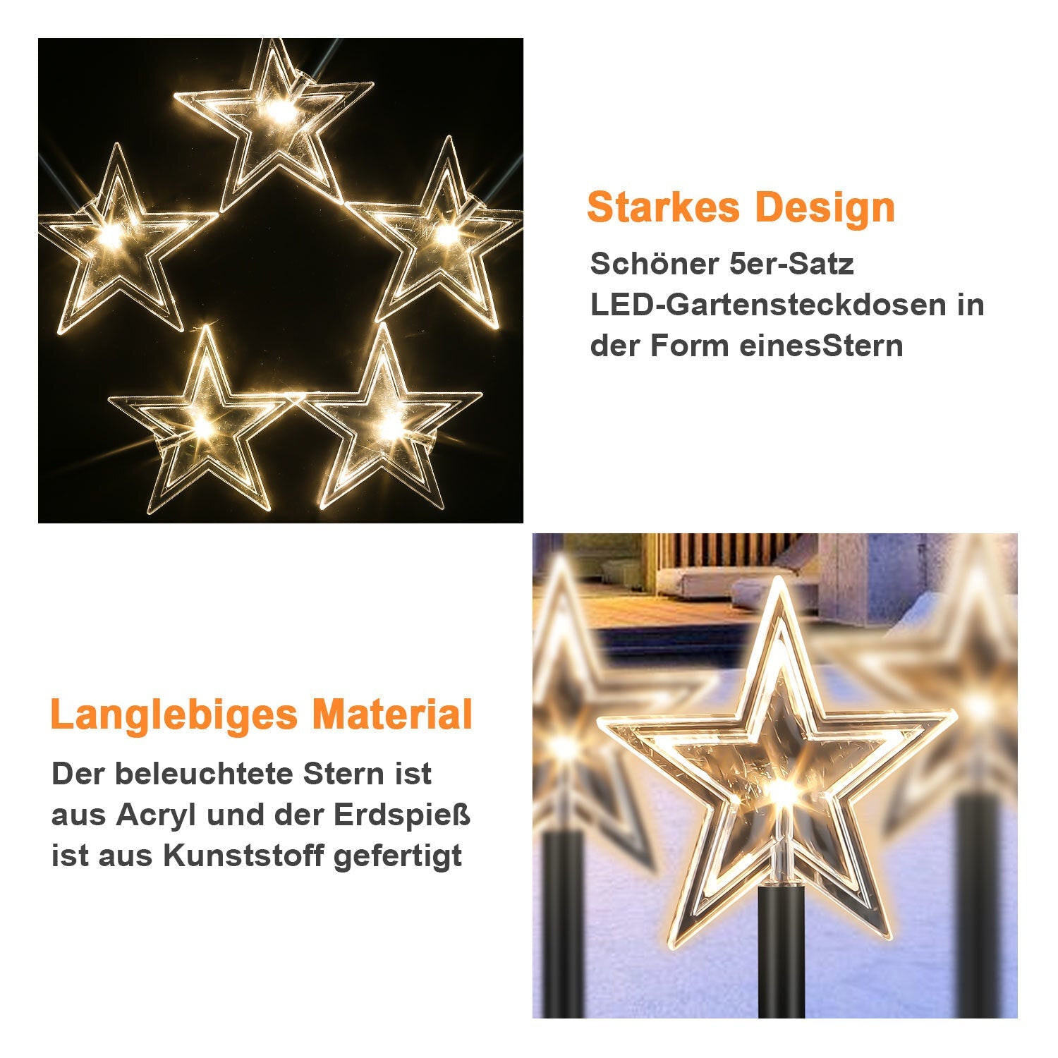 Cosmo Go 5 Pcs Sterne Weihnachtsbeleuchtung Gartenleuchte