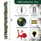 Cosmo Go Weihnachtsgirlande mit Beleuchtung und Deko, USB 2,7 m/5 m