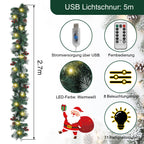 Cosmo Go Weihnachtsgirlande mit Beleuchtung und Deko, USB 2,7 m/5 m
