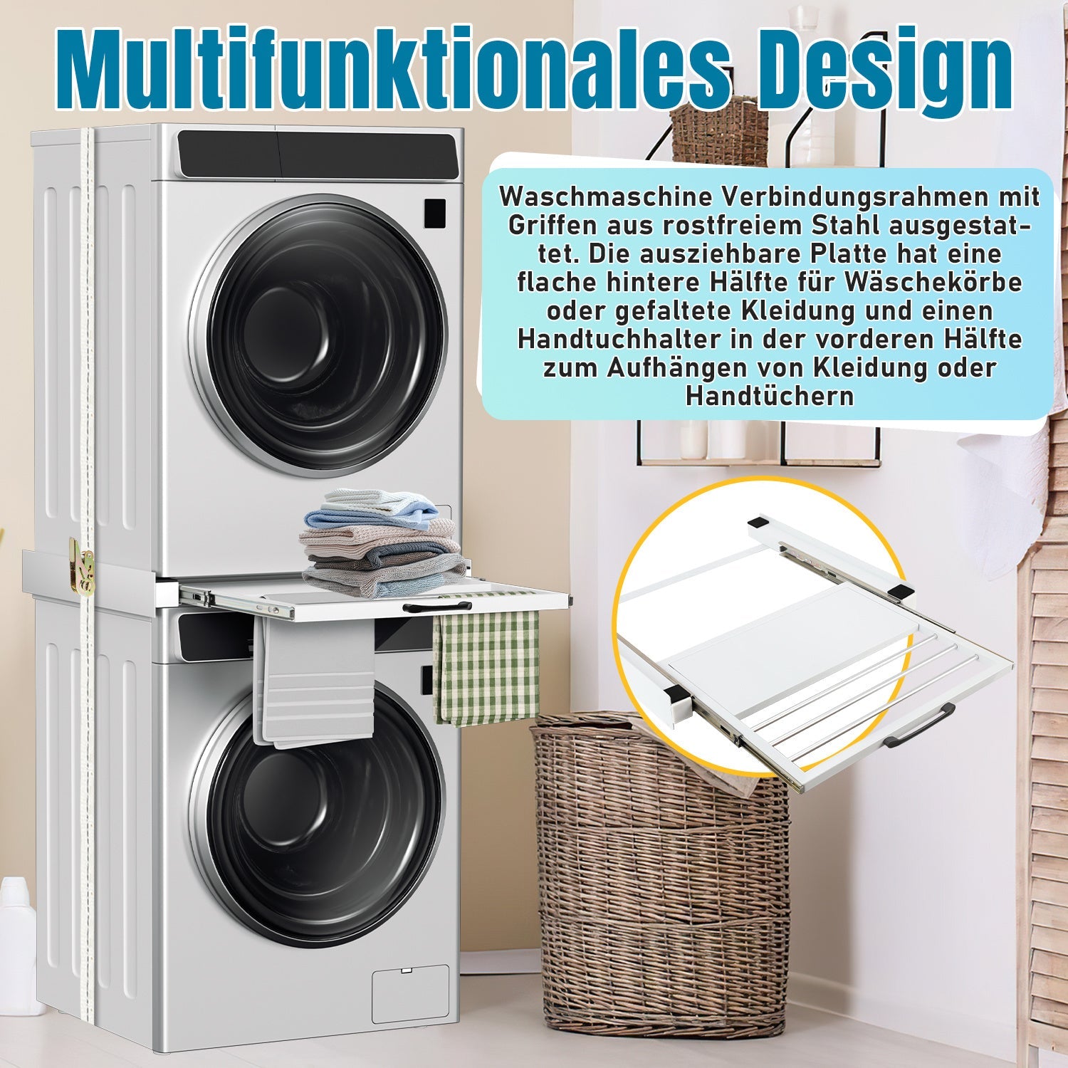 Cosmo Go Zwischenbaurahmen Waschmaschine Universal mit Ausziehbarer