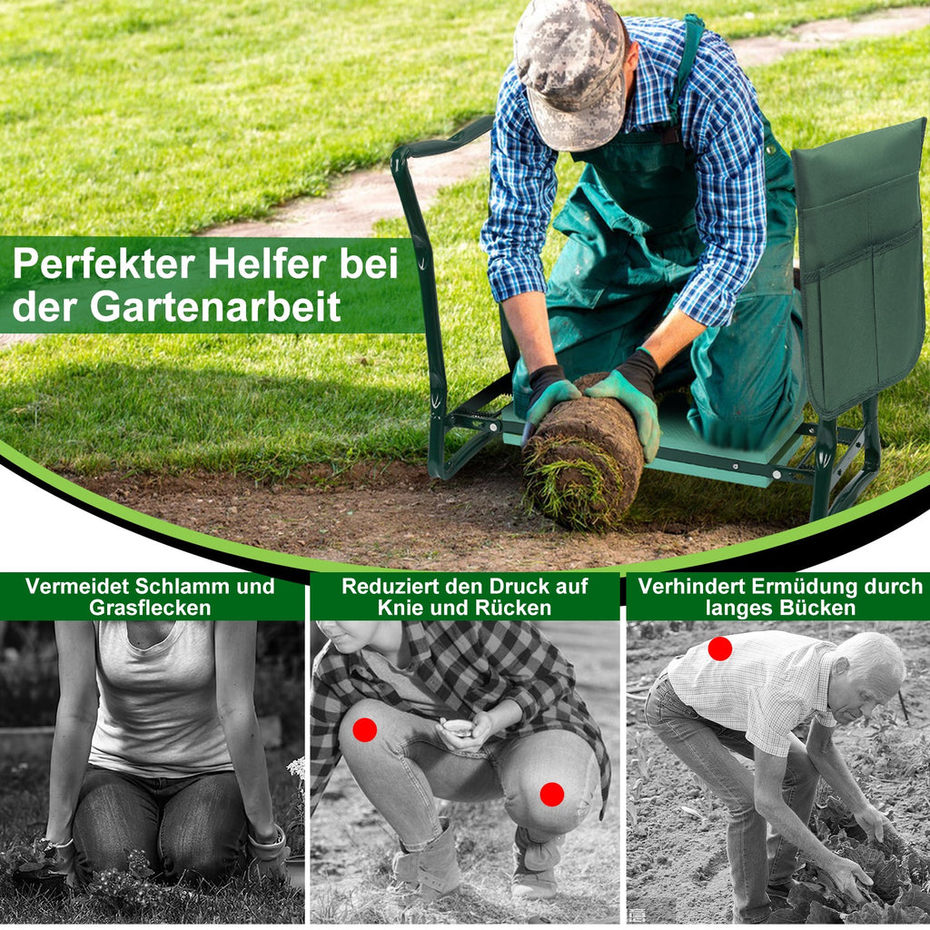 Cosmo Go 2 in 1 Kniebank für Gartenarbeit Gartenhocker mit Eva-Schaumkissen