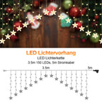 Cosmo Go LED Lichtervorhang 3.5M Sterne Lichterkette 150 LEDs