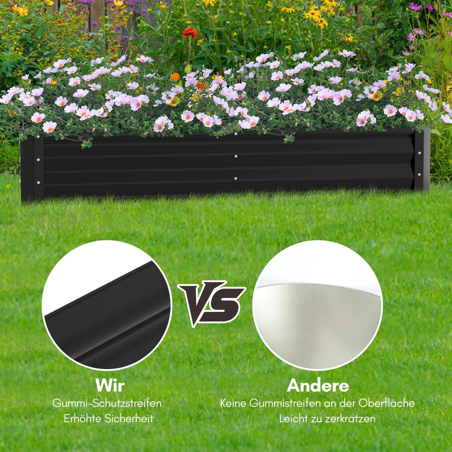 Cosmo Go Metall Hochbeete Hochbeete-Kit mit Stützstangen für Garten