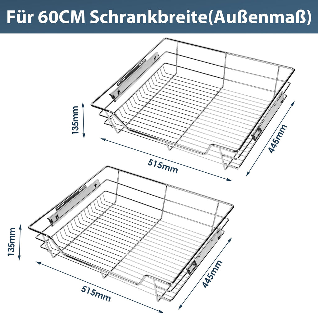 Cosmo Go Küchenschublade Teleskopschublade Metall 2 Stück
