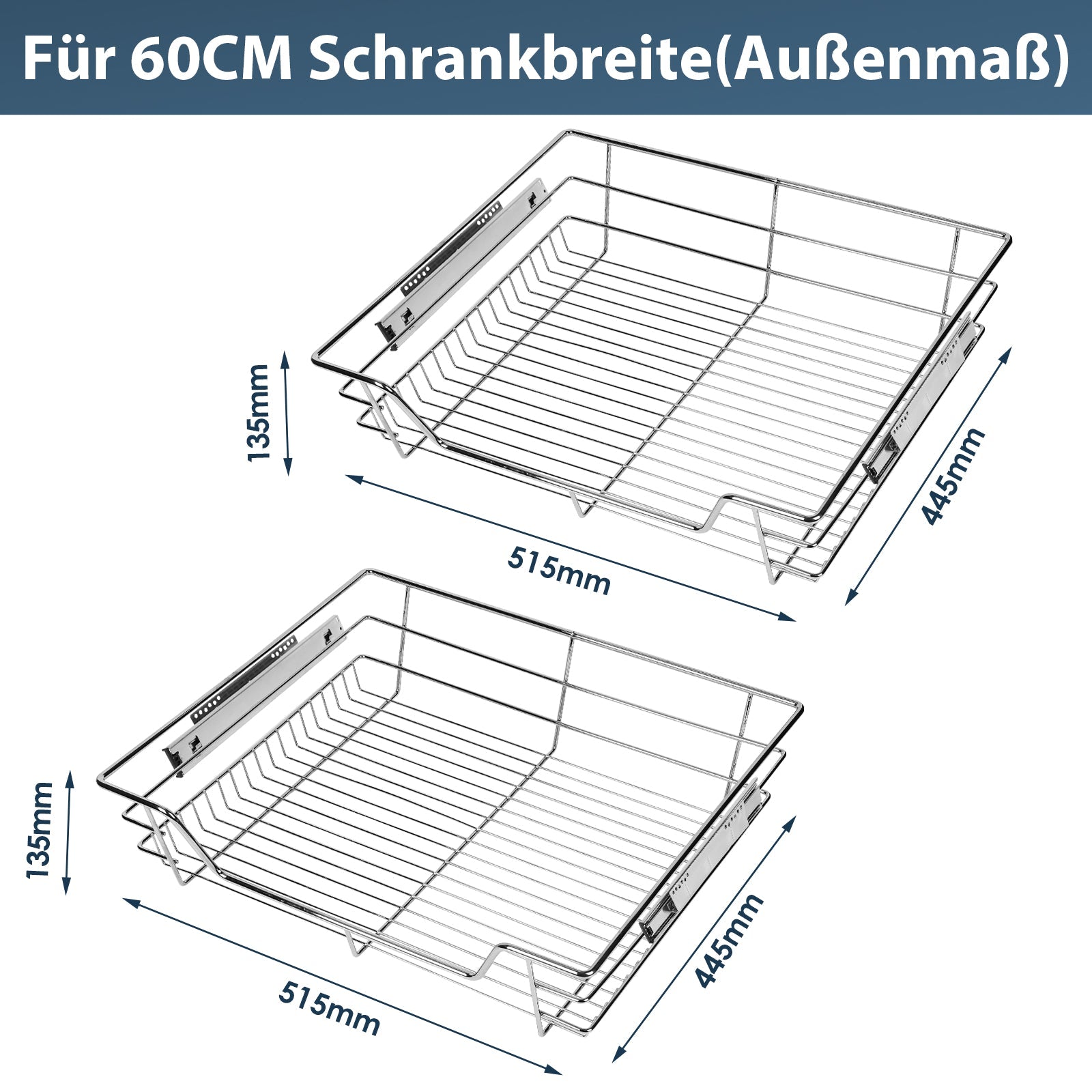 Cosmo Go Küchenschublade Teleskopschublade Metall 2 Stück