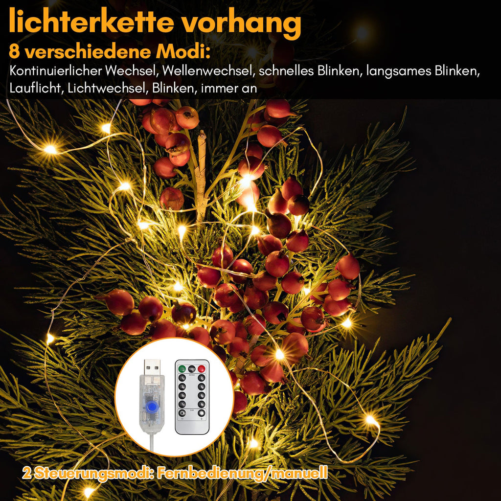 Cosmo Go LED Lichtervorhang 3x3m/3x6m Warmweiß/Farbe