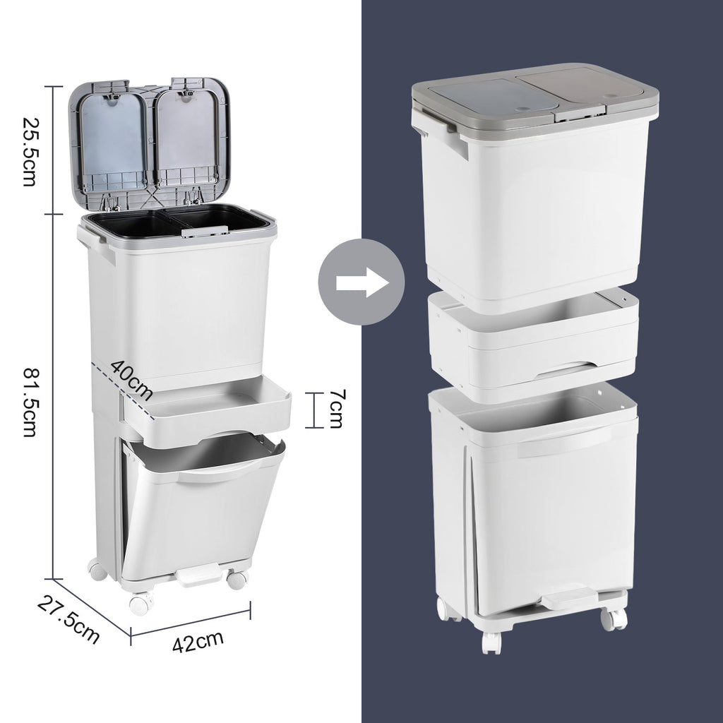 Cosmo Go Mülleimer Küche 42L Mülltrennsystem 3 Fächer