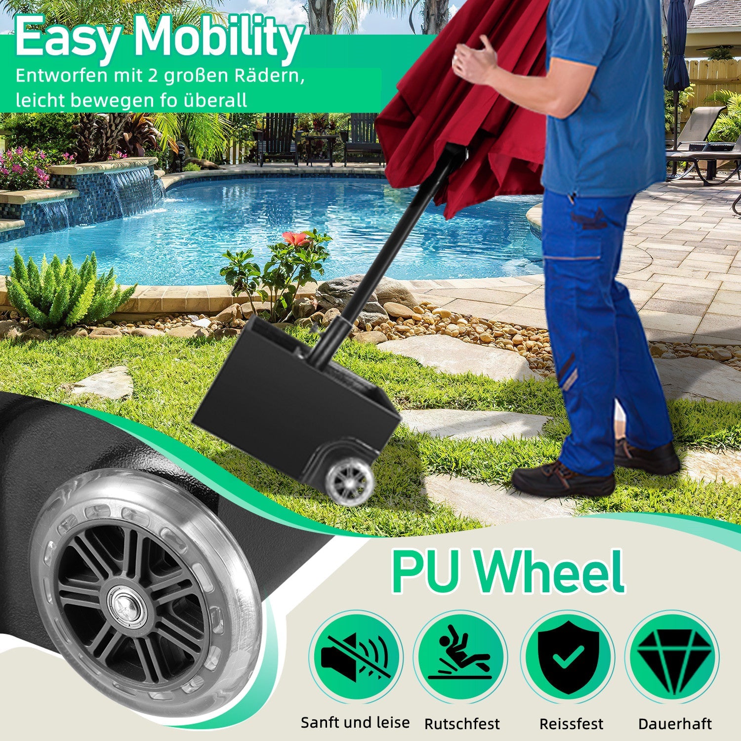 Cosmo Go Sonnenschirmständer Schirmständer mit Rollen