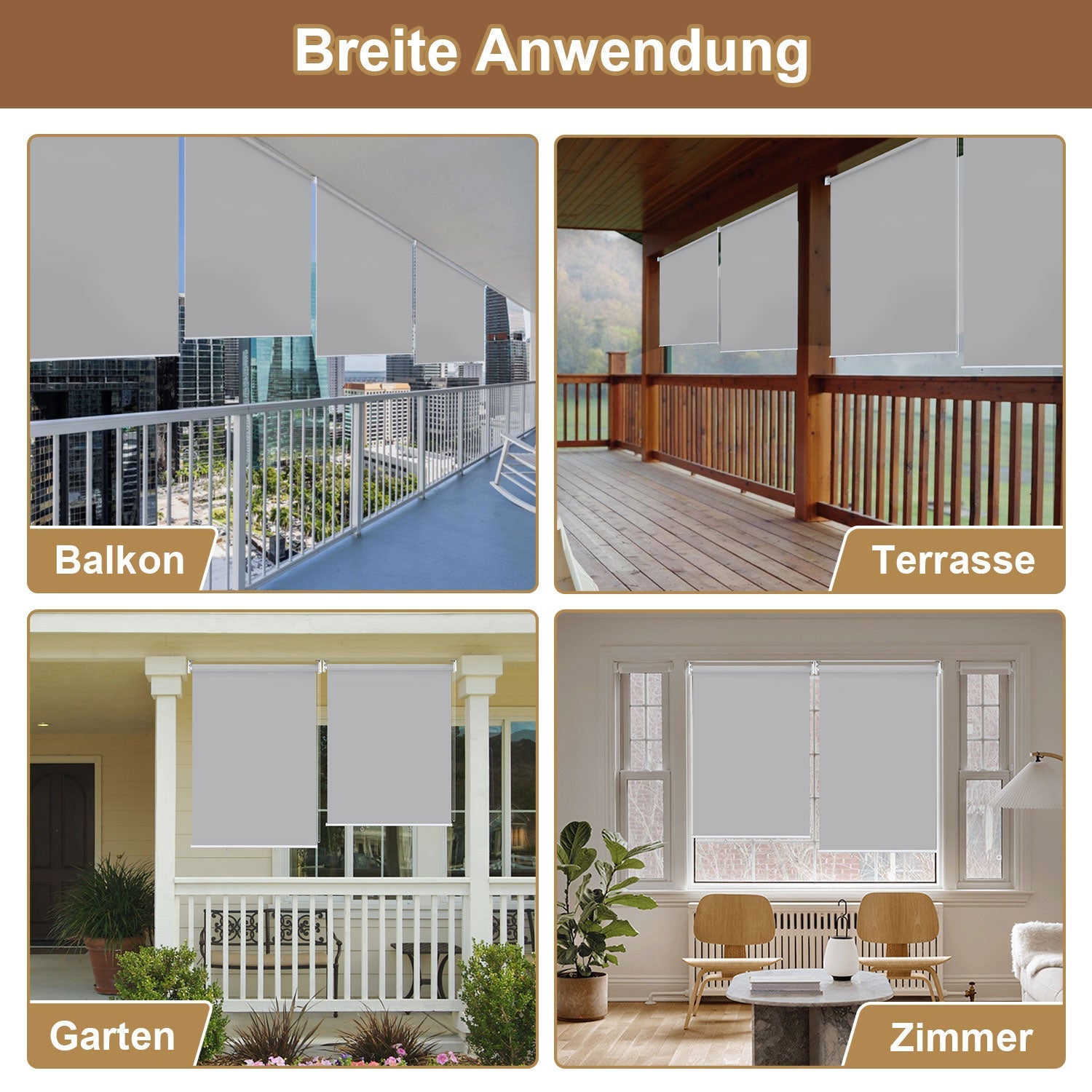 Cosmo Go Senkrechtmarkise AußenRollo Dunkelgrau/Hellgrau