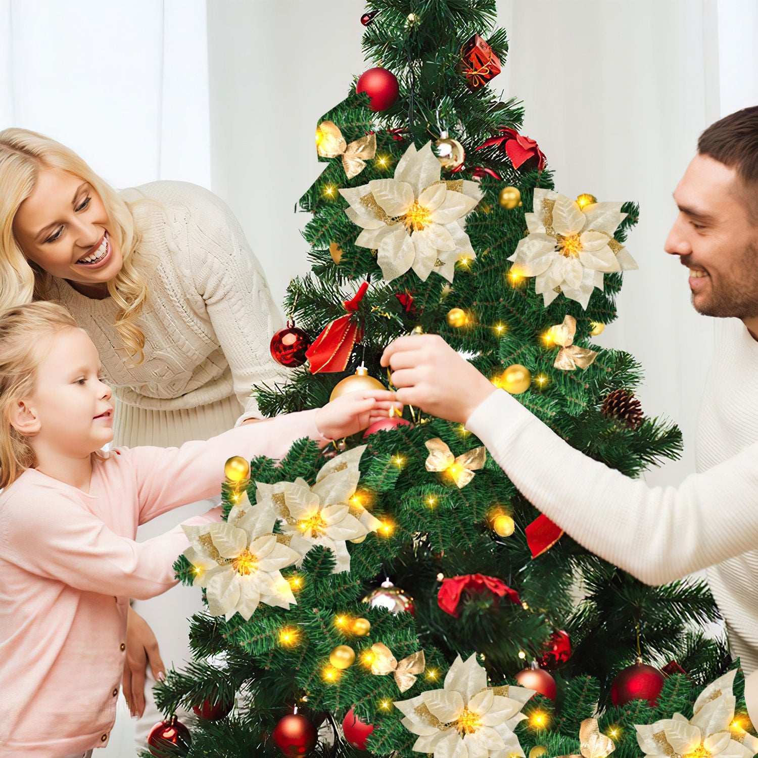 Cosmo Go Weihnachtsgirlande 2.7m mit Blumen