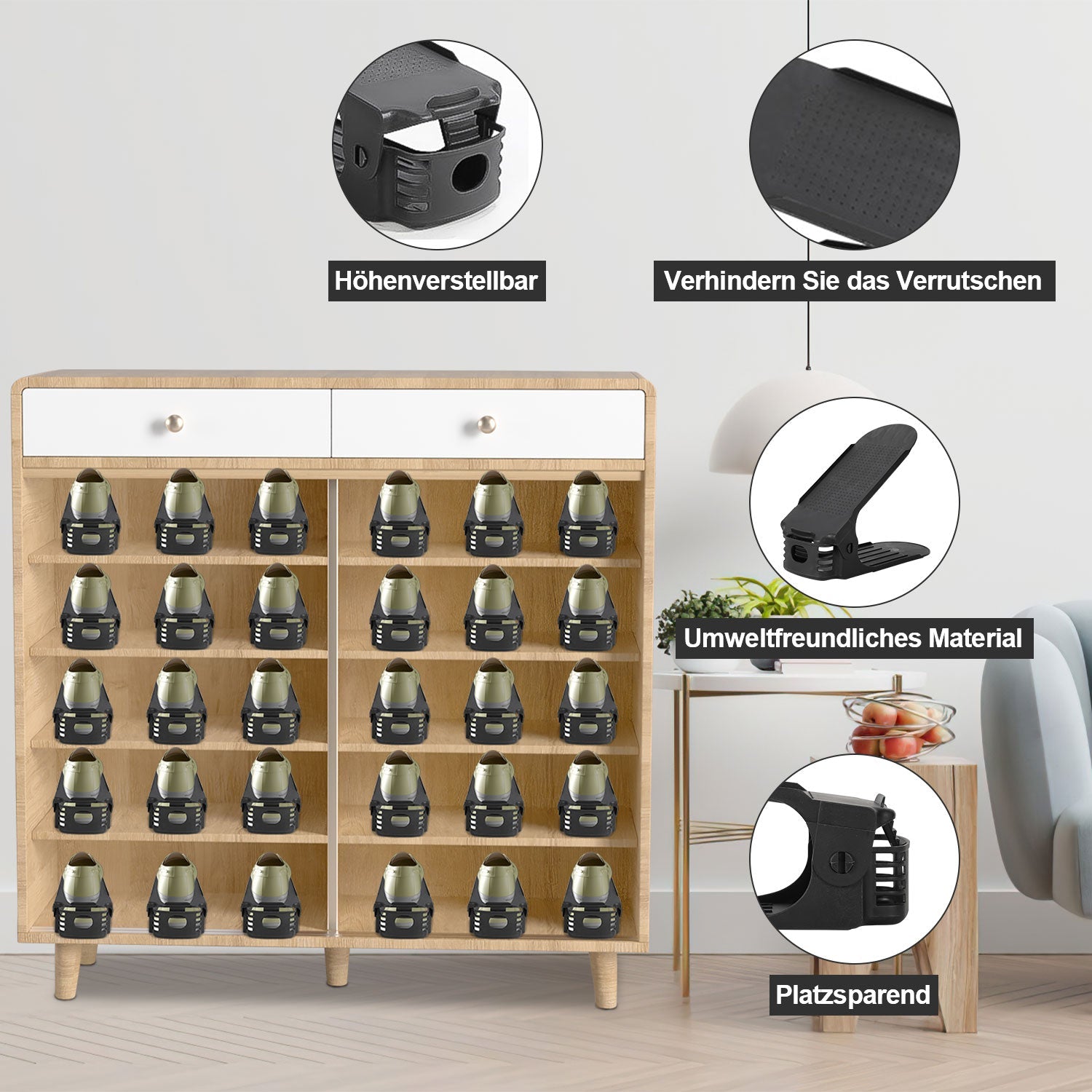 Cosmo Go Schuhorganizer 10 Stück mit 4 Höhenverstellbar