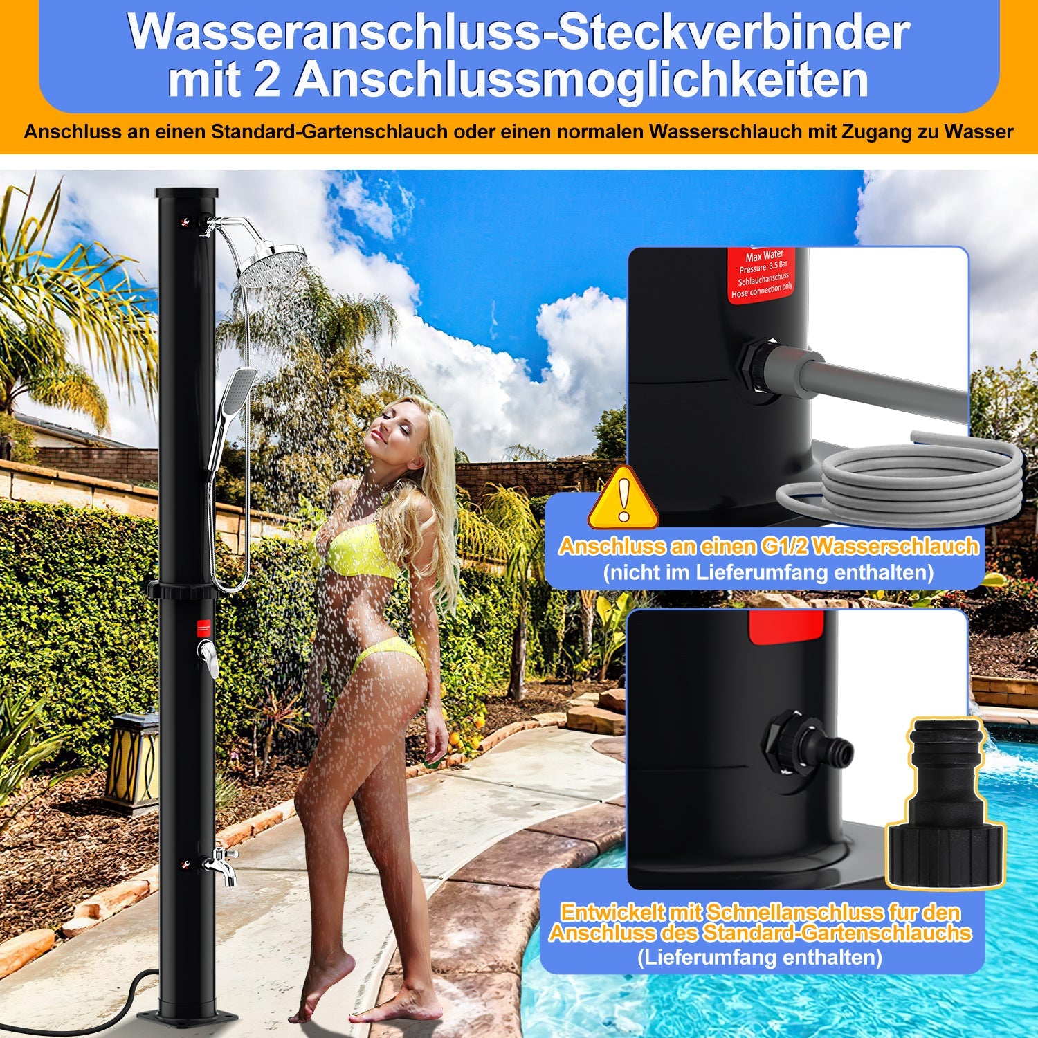 Cosmo Go 20L Solardusche mit Duschkopf Inkl Schutzhaube und Handbrause