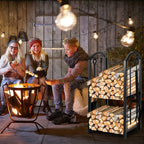 Cosmo Go Doppelstöckiges Kaminholzregal mit 4 Kaminwerkzeug