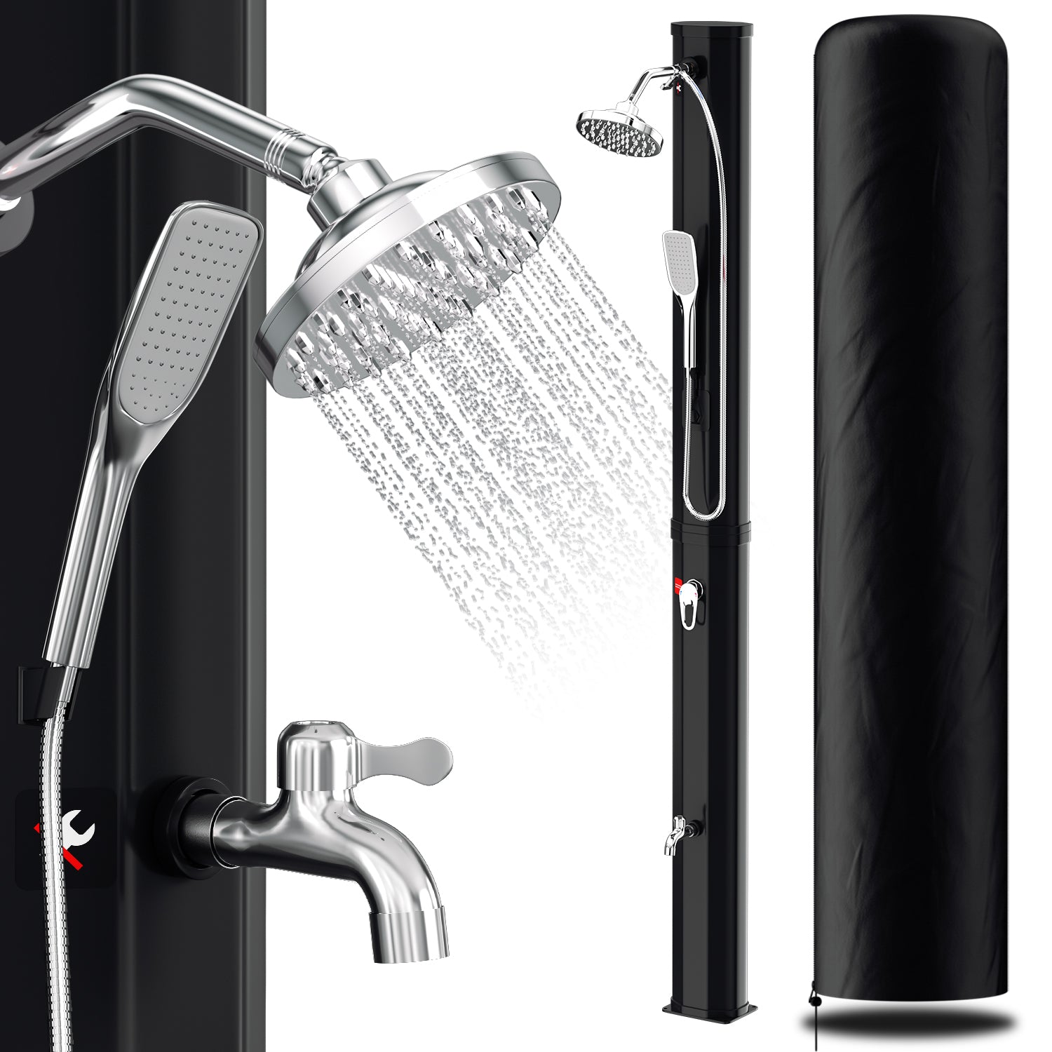 Cosmo Go 35L Solardusche Gartendusche Inkl. Schutzhaube und Handbrause