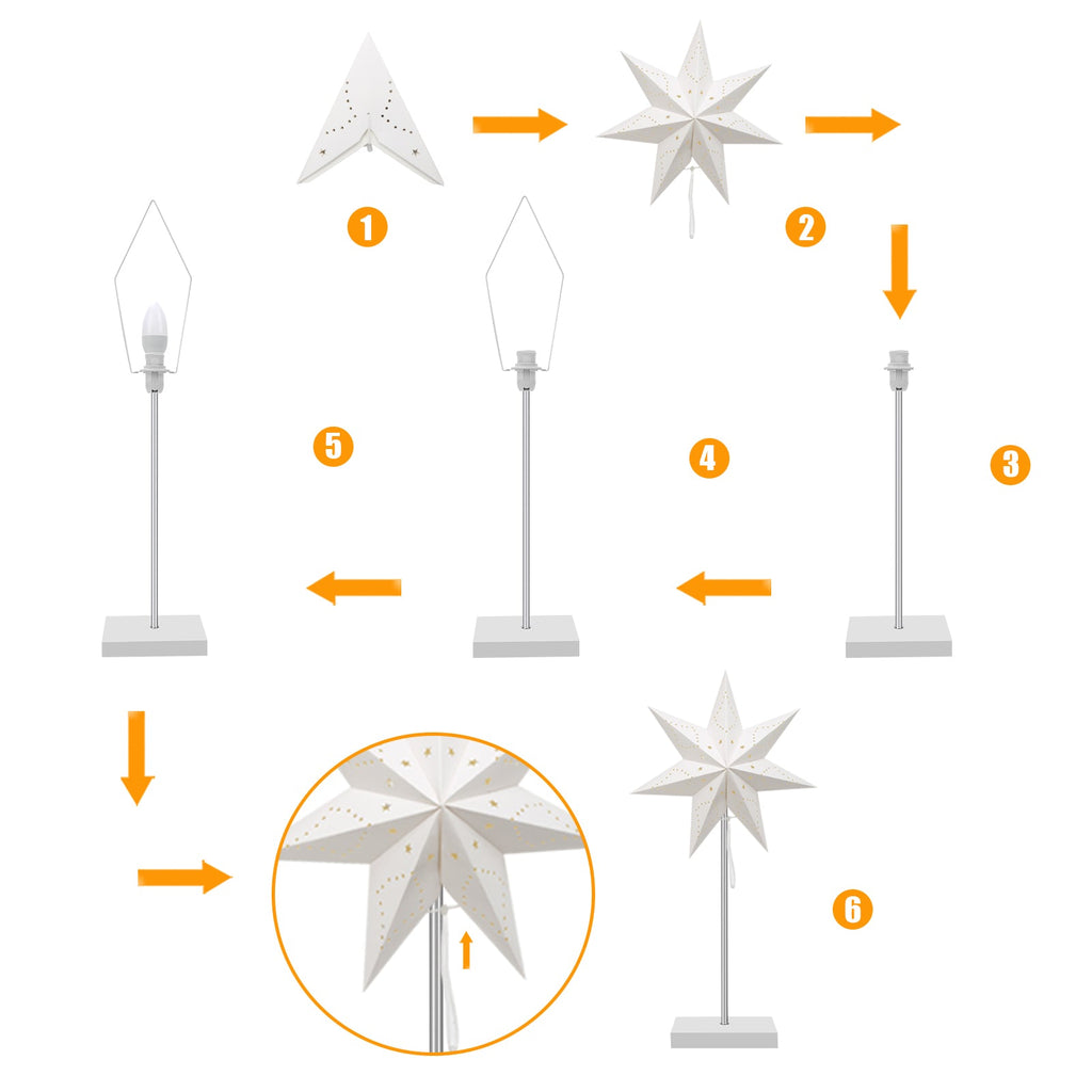 Cosmo Go LED Weihnachtsstern Papier Tischlampe 65cm