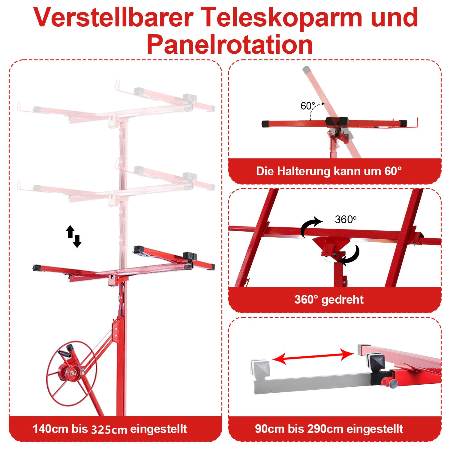 Cosmo Go Plattenheber 68 kg Traglast klappbar Höhenverstellbar 140cm -325cm