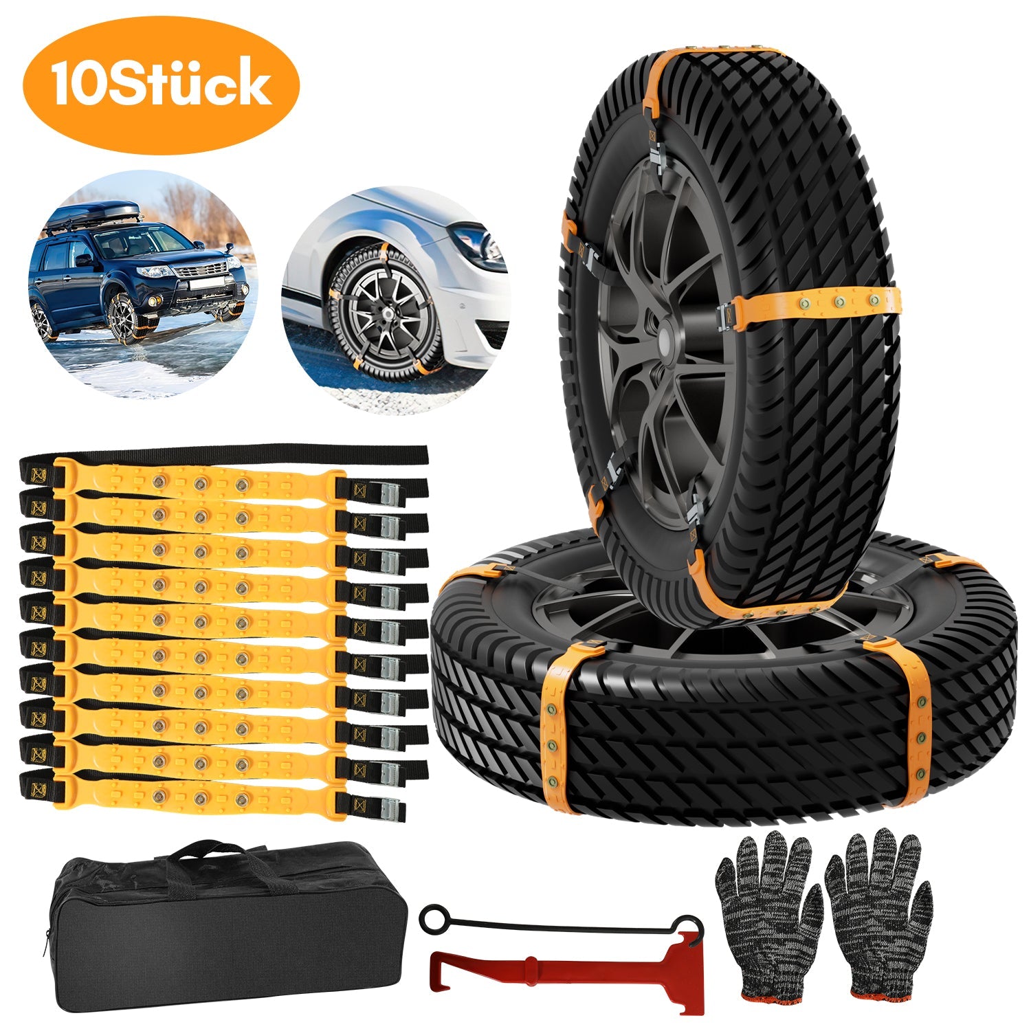 Cosmo Go Schneeketten Ketten Notfall Anti-Rutsch 10 Stück