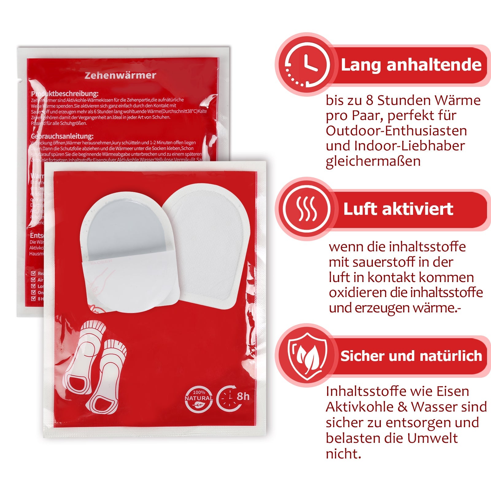 Cosmo Go 40 Paar Zehenwärmer Fußwärmer luftaktiviert