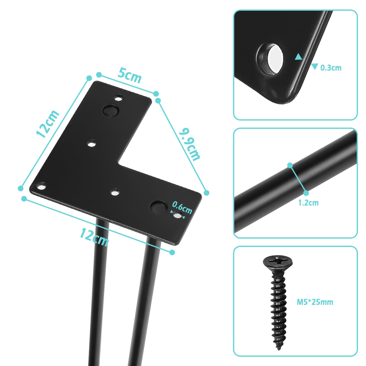 Cosmo Go Hairpin Legs Tischbeine Metall schwarz